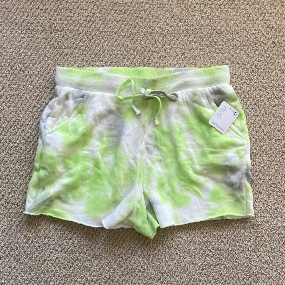 NEW Free People Kelly Tie Dye Sweat Shorts Citron Green Grey Size XS Lounge NWT - Picture 2 of 10